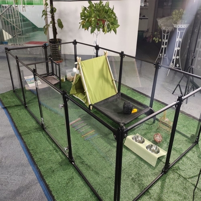 동물 패턴 알루미늄 접이식 애완 동물 놀이장 12 패널 검은색 개용 65 x 91cm
