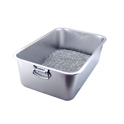 45x30x10cm 크기 반려동물 청소용 세탁 가능한 고양이 화장실 상자 스테인레스 스틸 재료