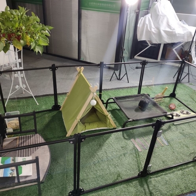 사용자 지정 패턴 럭셔리 아크릴 알루미늄 분리 가능한 애완 동물 놀이터 고양이 키널 하우스 개 울타리 펜