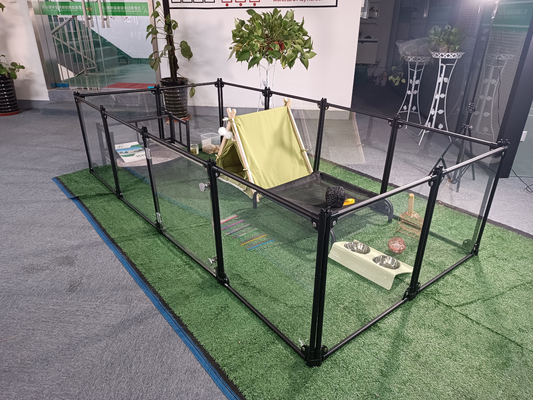 작은 중간 및 큰 품종을위한 검은색 실내 애완 동물 케이지 버튼 폐쇄 개 울타리